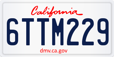 CA license plate 6TTM229