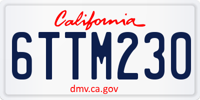 CA license plate 6TTM230