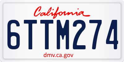 CA license plate 6TTM274