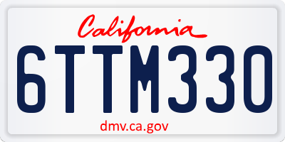 CA license plate 6TTM330