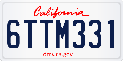 CA license plate 6TTM331