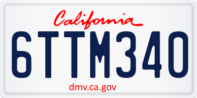 CA license plate 6TTM340