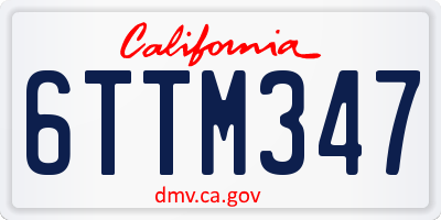 CA license plate 6TTM347