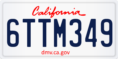 CA license plate 6TTM349