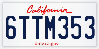 CA license plate 6TTM353