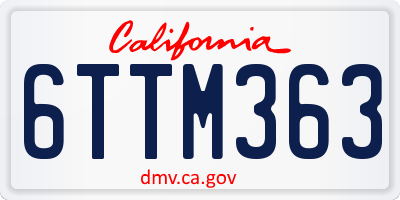 CA license plate 6TTM363