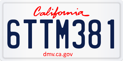CA license plate 6TTM381