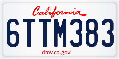 CA license plate 6TTM383
