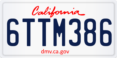 CA license plate 6TTM386