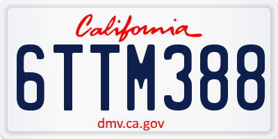 CA license plate 6TTM388