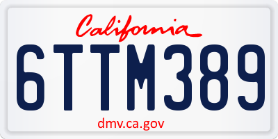 CA license plate 6TTM389