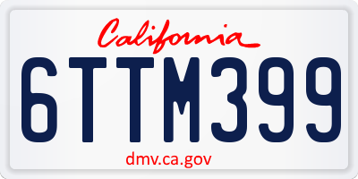 CA license plate 6TTM399