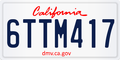 CA license plate 6TTM417