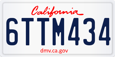 CA license plate 6TTM434