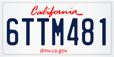 CA license plate 6TTM481