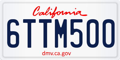 CA license plate 6TTM500
