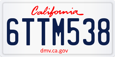 CA license plate 6TTM538