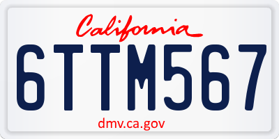 CA license plate 6TTM567