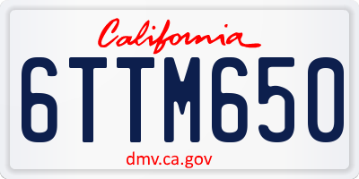 CA license plate 6TTM650