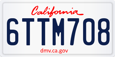 CA license plate 6TTM708