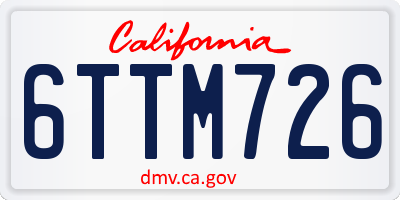 CA license plate 6TTM726