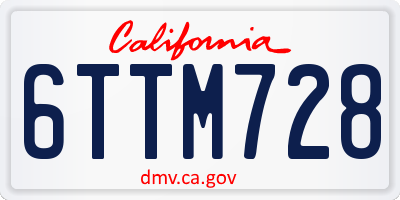 CA license plate 6TTM728
