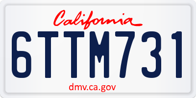 CA license plate 6TTM731