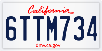 CA license plate 6TTM734