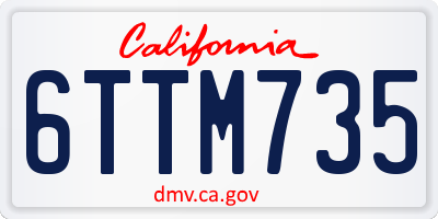 CA license plate 6TTM735