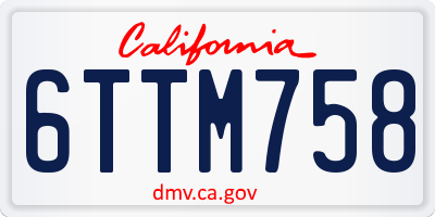 CA license plate 6TTM758