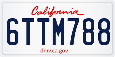 CA license plate 6TTM788