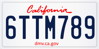 CA license plate 6TTM789