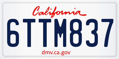 CA license plate 6TTM837
