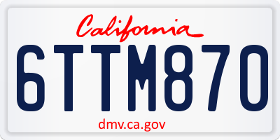 CA license plate 6TTM870