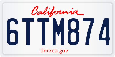CA license plate 6TTM874
