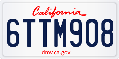 CA license plate 6TTM908