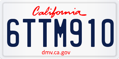 CA license plate 6TTM910