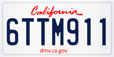 CA license plate 6TTM911