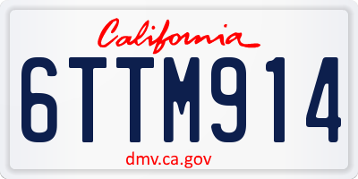 CA license plate 6TTM914