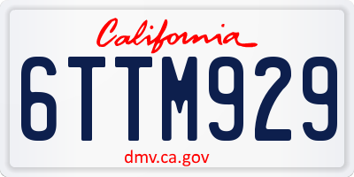 CA license plate 6TTM929