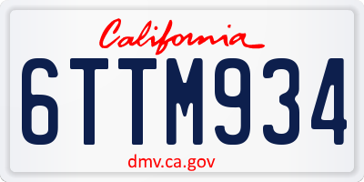 CA license plate 6TTM934