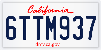 CA license plate 6TTM937