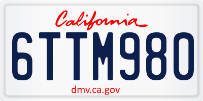 CA license plate 6TTM980