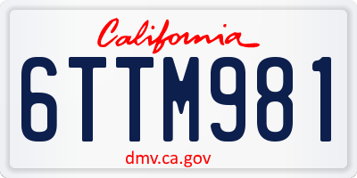 CA license plate 6TTM981