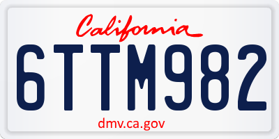 CA license plate 6TTM982