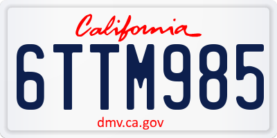 CA license plate 6TTM985
