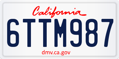 CA license plate 6TTM987