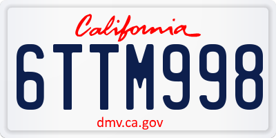 CA license plate 6TTM998