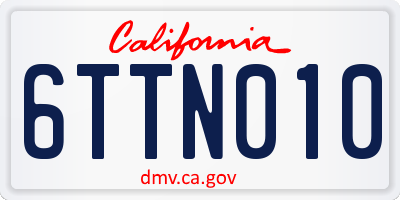 CA license plate 6TTN010