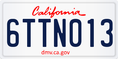 CA license plate 6TTN013